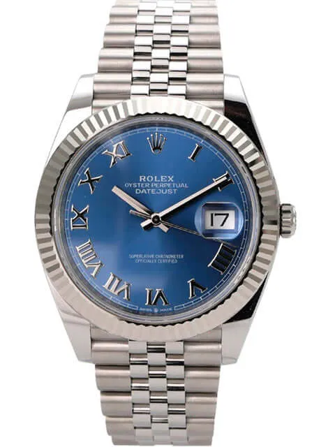 Rolex Datejust 41 Oystersteel Weißgold 126334 Blau Römisch Jubile-Band