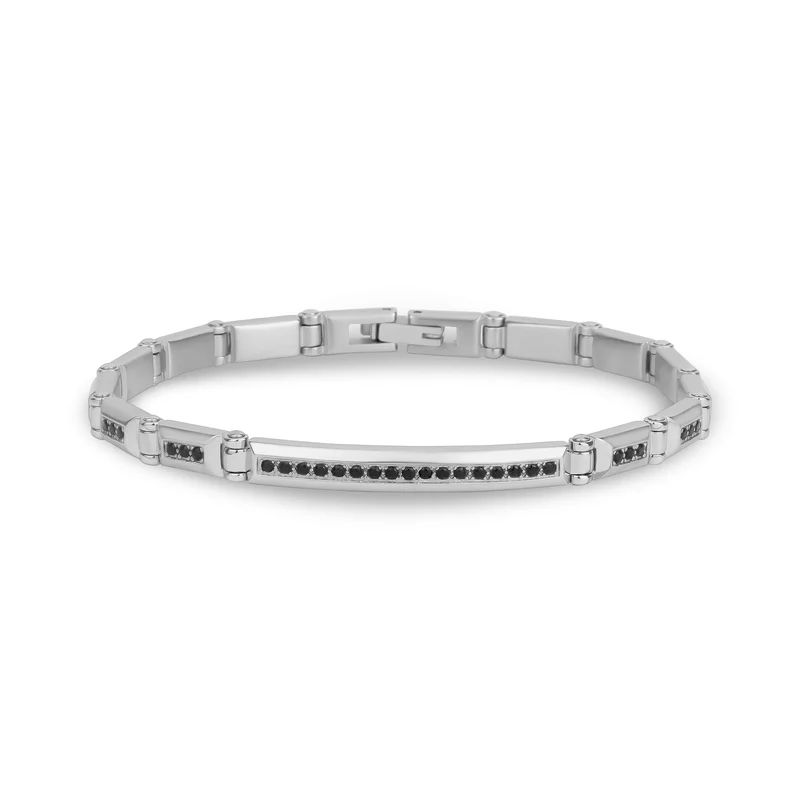 Iced Out Schwarzer Stein ID Link Armband