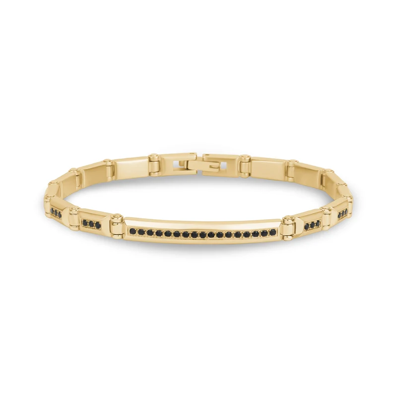 Iced Out Schwarzer Stein ID Link Armband