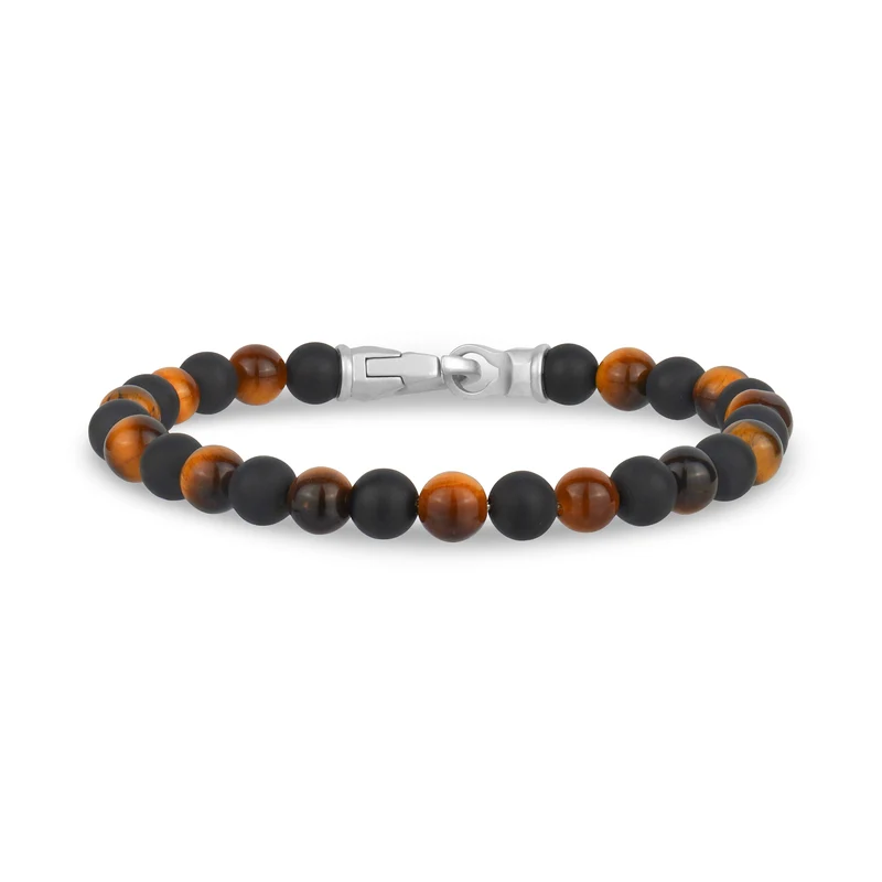 6mm Stahlschließe Schwarz Braun Perlenarmband