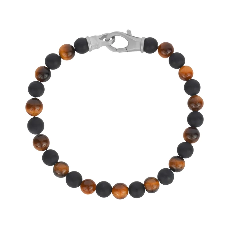 6mm Stahlschließe Schwarz Braun Perlenarmband