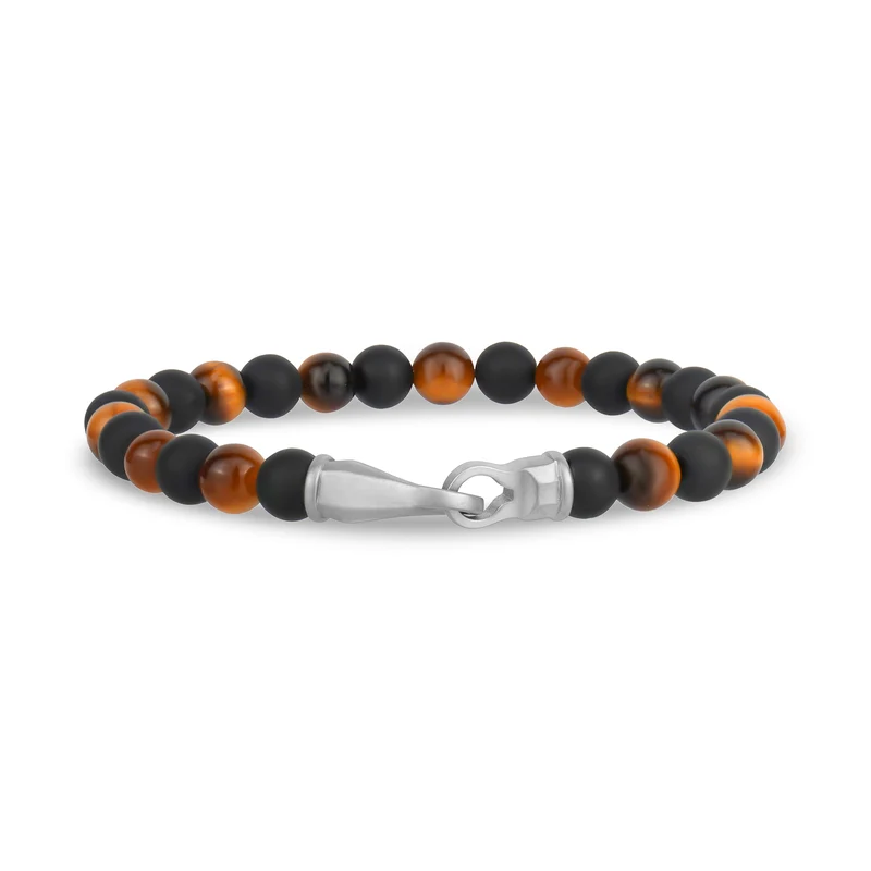 6mm Stahlschließe Schwarz Braun Perlenarmband