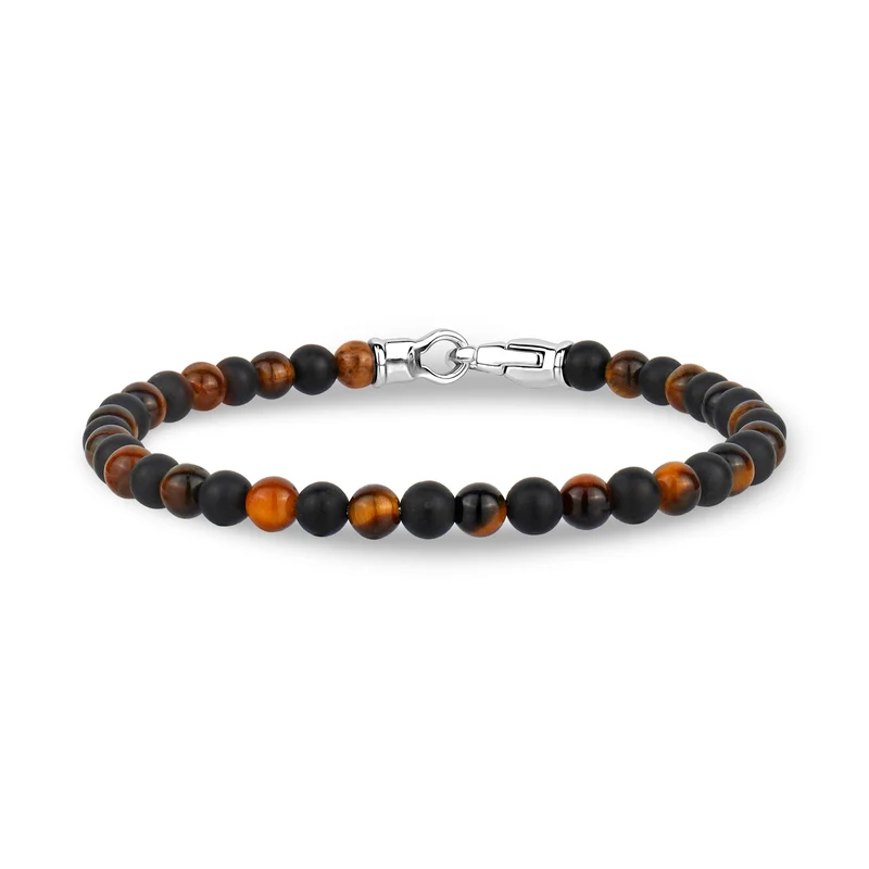 4mm Stahlschließe Schwarz Braun Perlenarmband