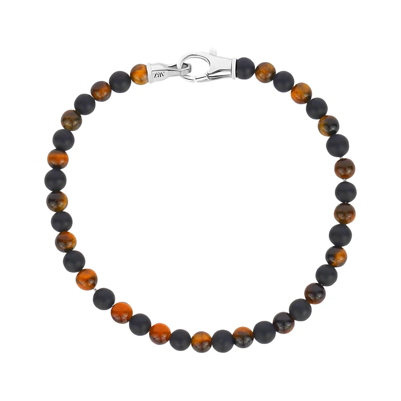 4mm Stahlschließe Schwarz Braun Perlenarmband