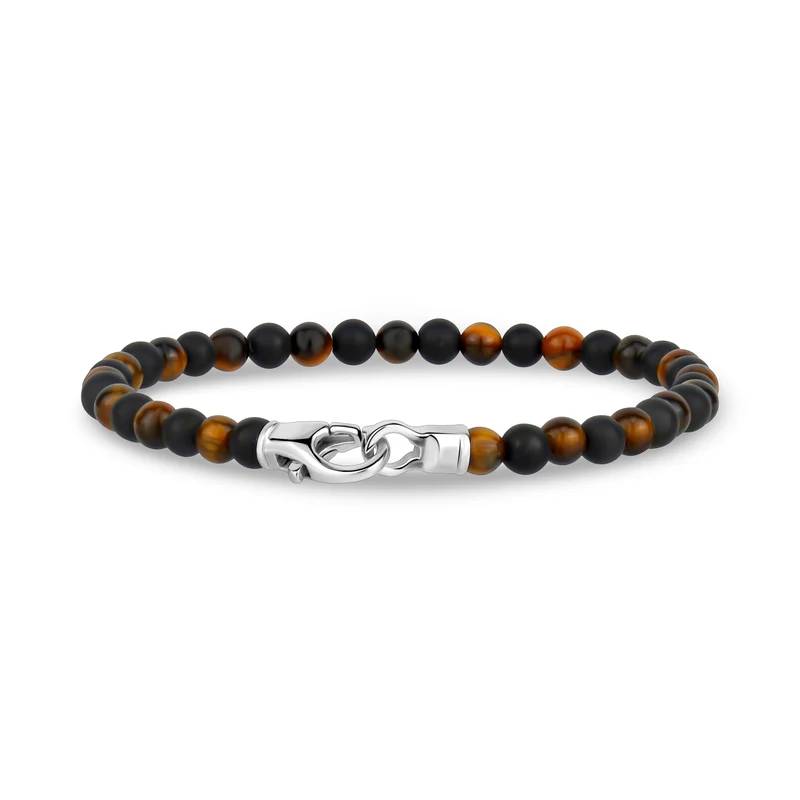 4mm Stahlschließe Schwarz Braun Perlenarmband