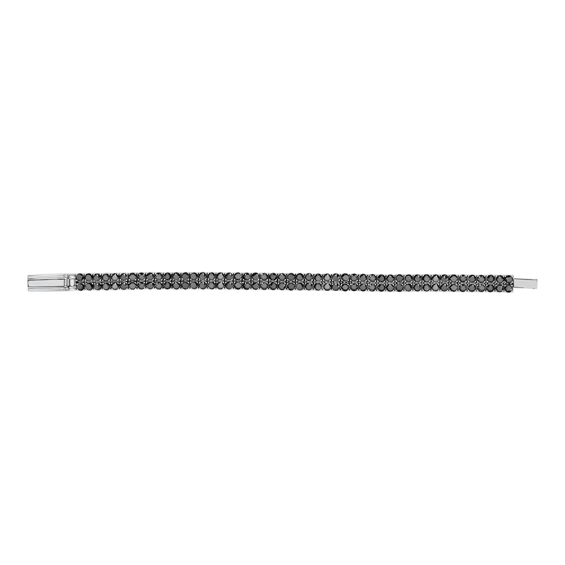 Doppelreihiges Tennisarmband mit schwarzen Steinen