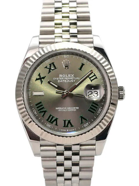 Rolex Datejust 41 Edelstahl Weißgold 126334 Rhodium Römisch Jubile-Band