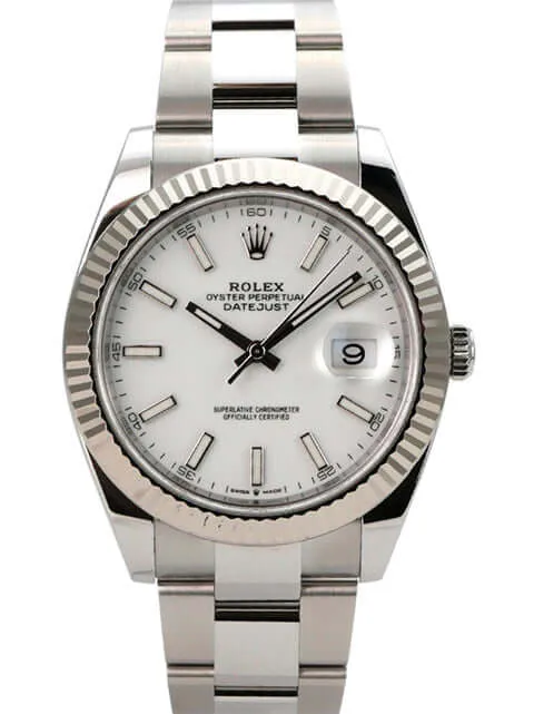 Rolex Datejust 41 Edelstahl Weißgold 126334 Weiß
