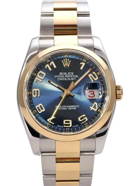 Rolex Datejust 36 Edelstahl Gelbgold 116203 Blau Arabisch