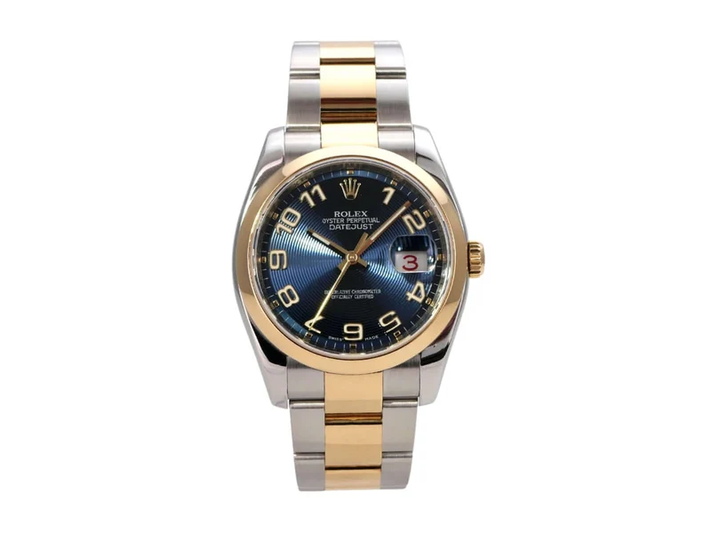 Rolex Datejust 36 Edelstahl Gelbgold 116203 Blau Arabisch