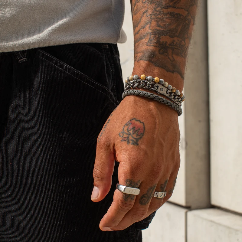 Graues Lederarmband | 6MM