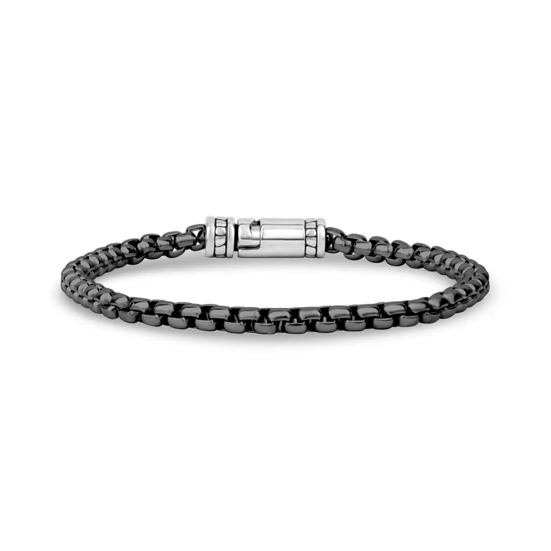 Detailliertes rundes Box-Gliederarmband | 4mm
