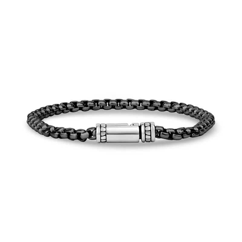Detailliertes rundes Box-Gliederarmband | 4mm