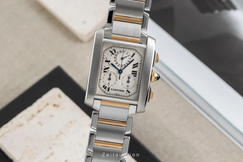Cartier Tank Francaise chronograph steel / gold quartz men's watch W51004Q4 [2602331]
