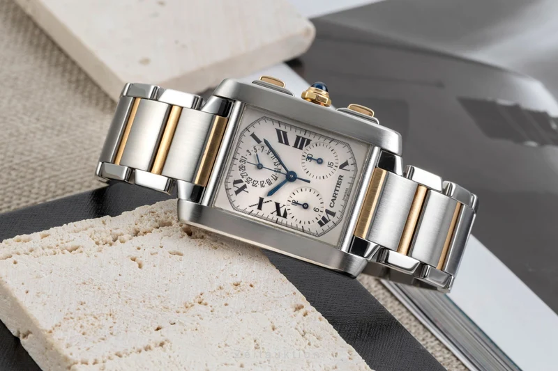 Cartier Tank Francaise chronograph steel / gold quartz men's watch W51004Q4 [2602331]