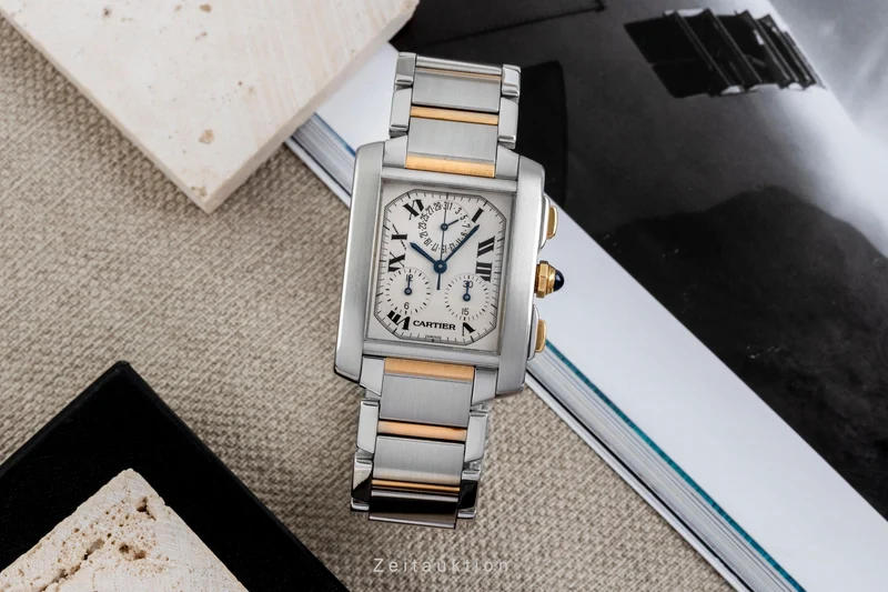 Cartier Tank Francaise chronograph steel / gold quartz men's watch W51004Q4 [2602331]