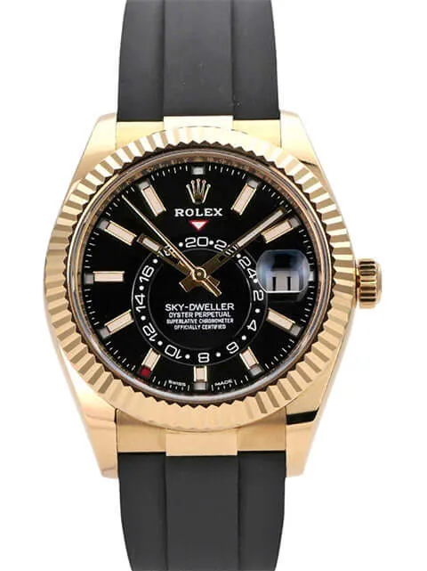 Rolex Sky-Dweller Gelbgold Oysterflex 326238 Schwarz