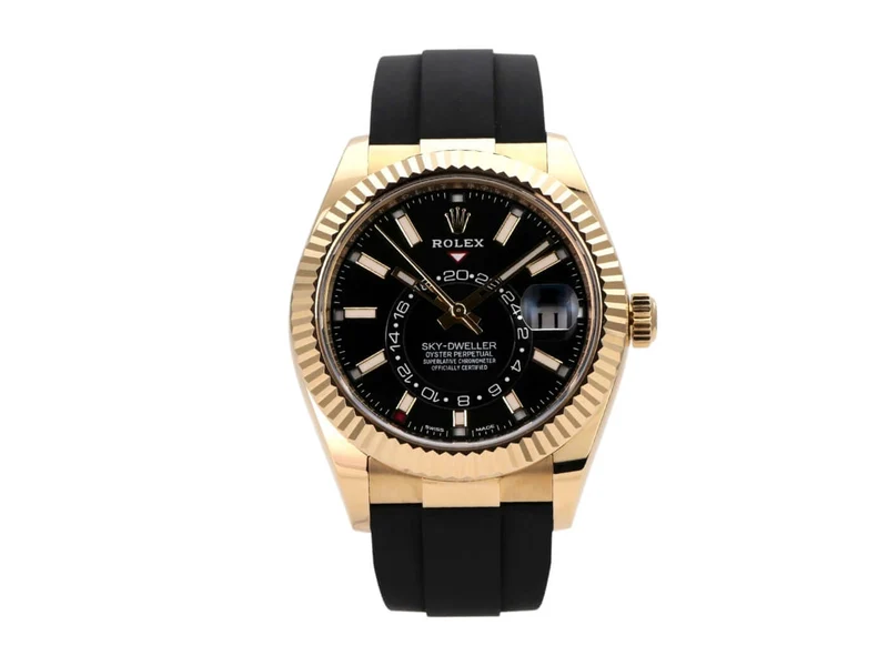 Rolex Sky-Dweller Gelbgold Oysterflex 326238 Schwarz