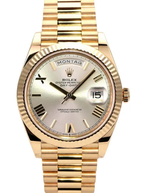 Rolex Day-Date 40 Gelbgold 228238 Silber Römisch