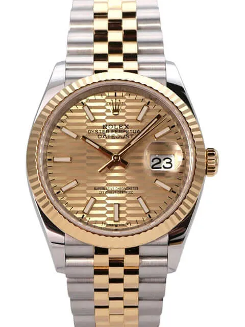 Rolex Datejust 36 Oystersteel Gelbgold 126233 Golden Riffel Jubile-Band