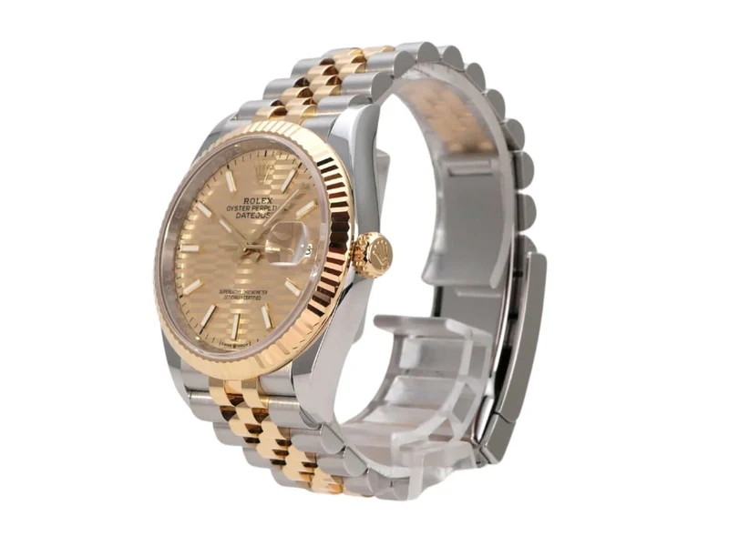 Rolex Datejust 36 Oystersteel Gelbgold 126233 Golden Riffel Jubile-Band