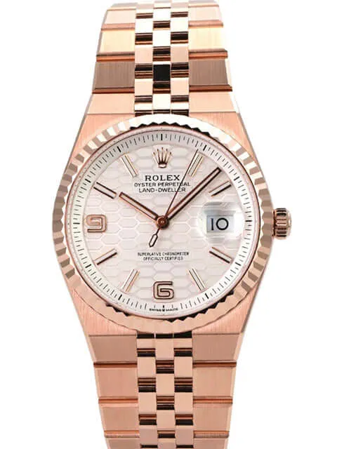 Rolex Land-Dweller 36 Everose-Gold 127235 Tiefweiß Wabe Flat Jubile-Band