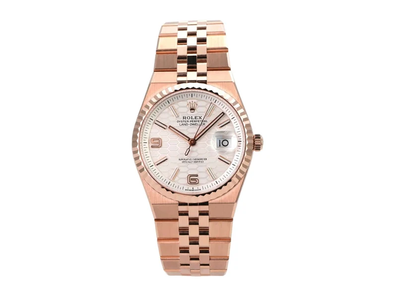 Rolex Land-Dweller 36 Everose-Gold 127235 Tiefweiß Wabe Flat Jubile-Band