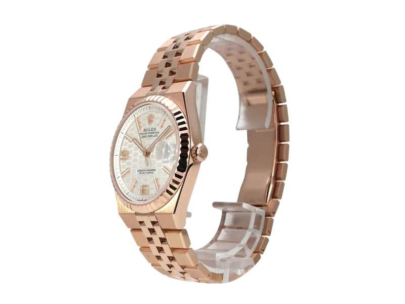 Rolex Land-Dweller 36 Everose-Gold 127235 Tiefweiß Wabe Flat Jubile-Band