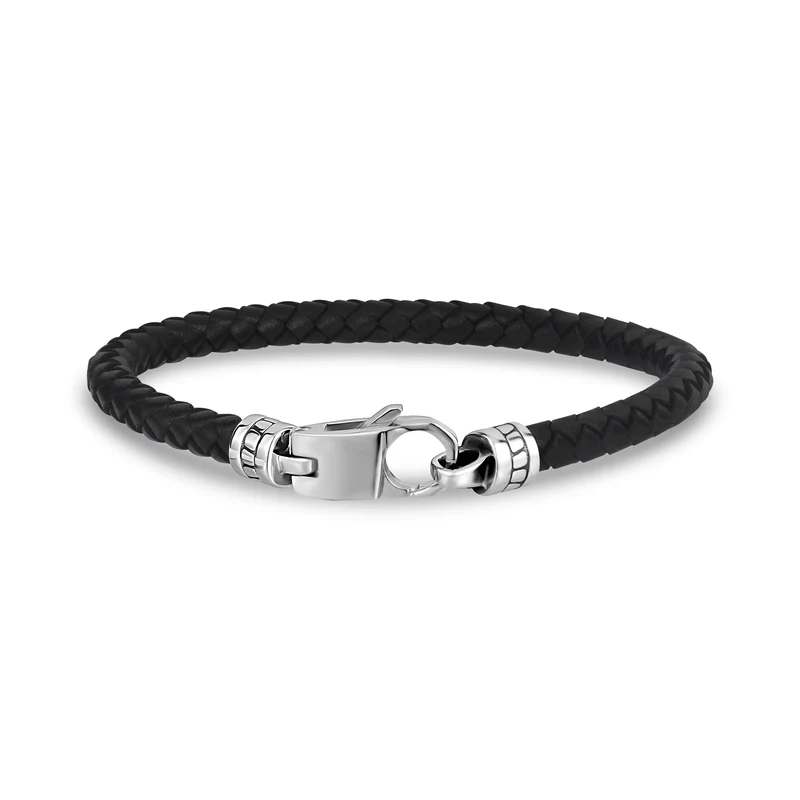Elegantes schwarzes Lederarmband