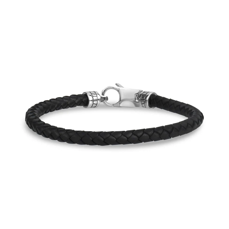 Elegantes schwarzes Lederarmband