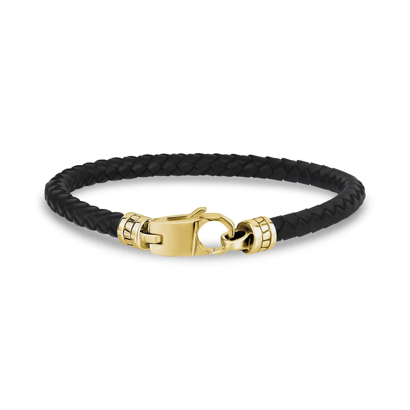 Elegantes schwarzes Lederarmband