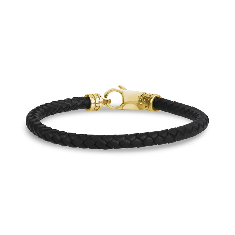 Elegantes schwarzes Lederarmband