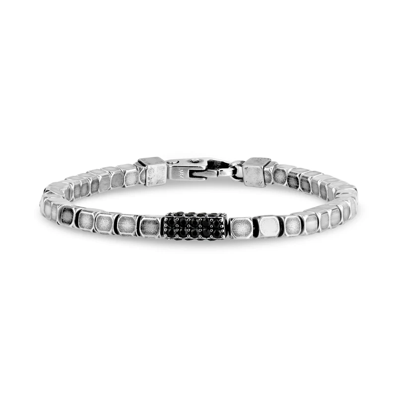 Antikes Quadratisches Gliederarmband mit Steinbesatz