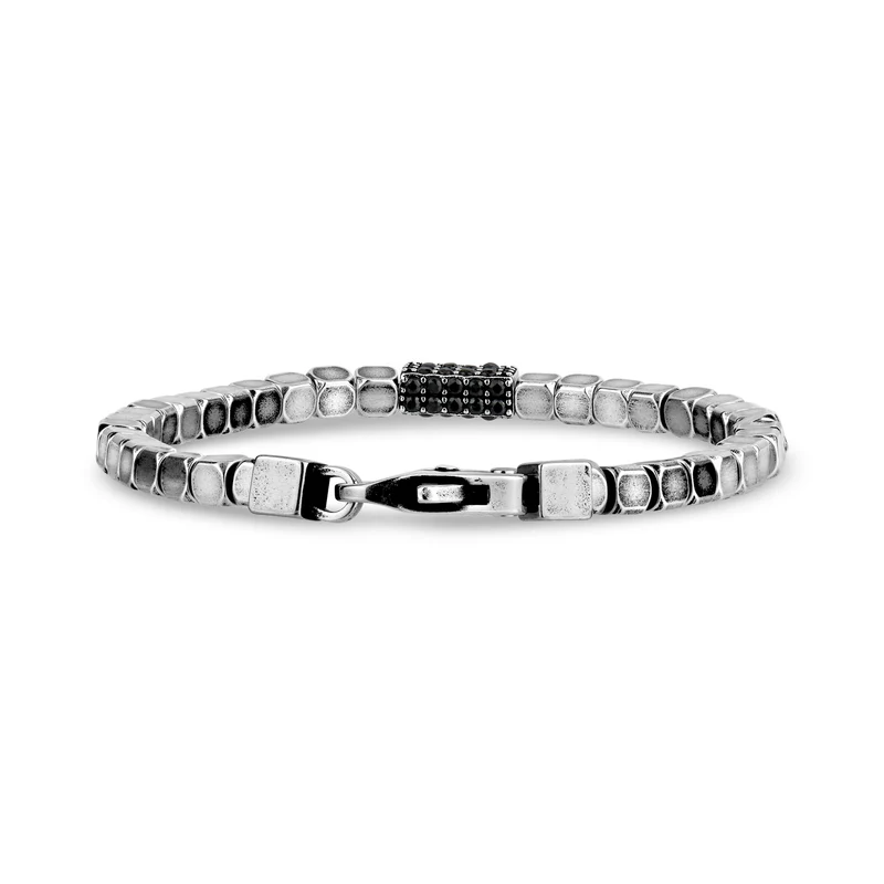 Antikes Quadratisches Gliederarmband mit Steinbesatz