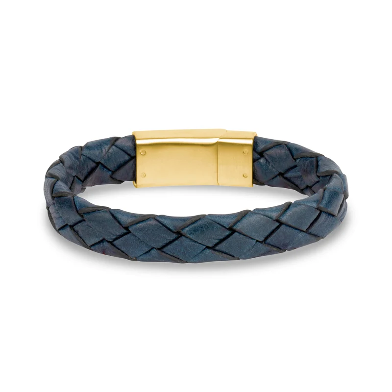 Vintage Rustikales Blaues Lederarmband