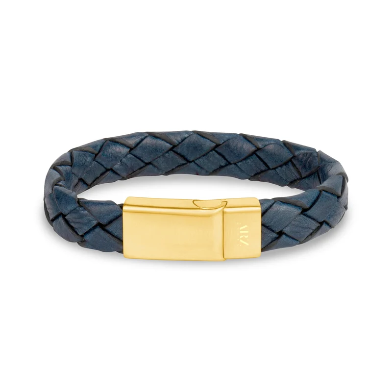 Vintage Rustikales Blaues Lederarmband