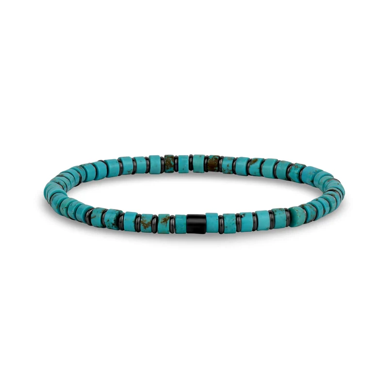 Türkis- und Hämatit-Perlenarmband