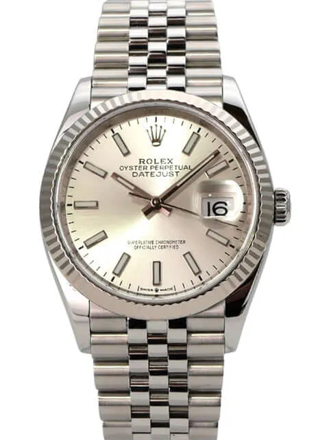 Rolex Datejust 36 Oystersteel Weißgold 126234 Silber Jubile-Band