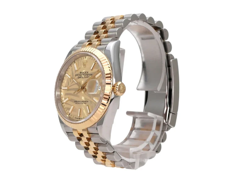 Rolex Datejust 36 Oystersteel Gelbgold 126233 Golden Palmenmuster Jubile-Band