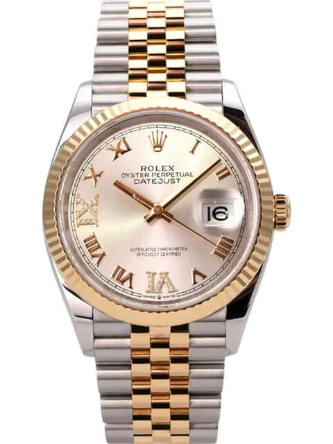 Rolex Datejust 36 Edelstahl Gold 126233 Silber R Diamant Jubile-Band