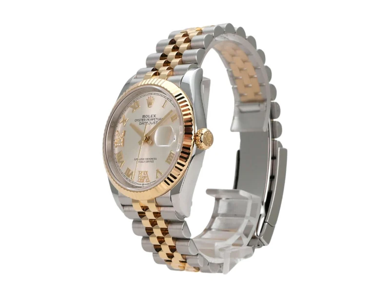 Rolex Datejust 36 Edelstahl Gold 126233 Silber R Diamant Jubile-Band