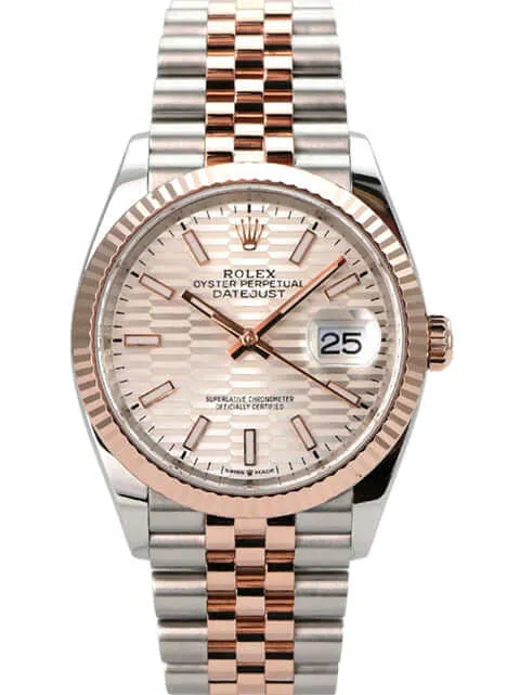 Rolex Datejust 36 Oystersteel Everose-Gold 126231 Silber Riffelmuster Jubile-Band