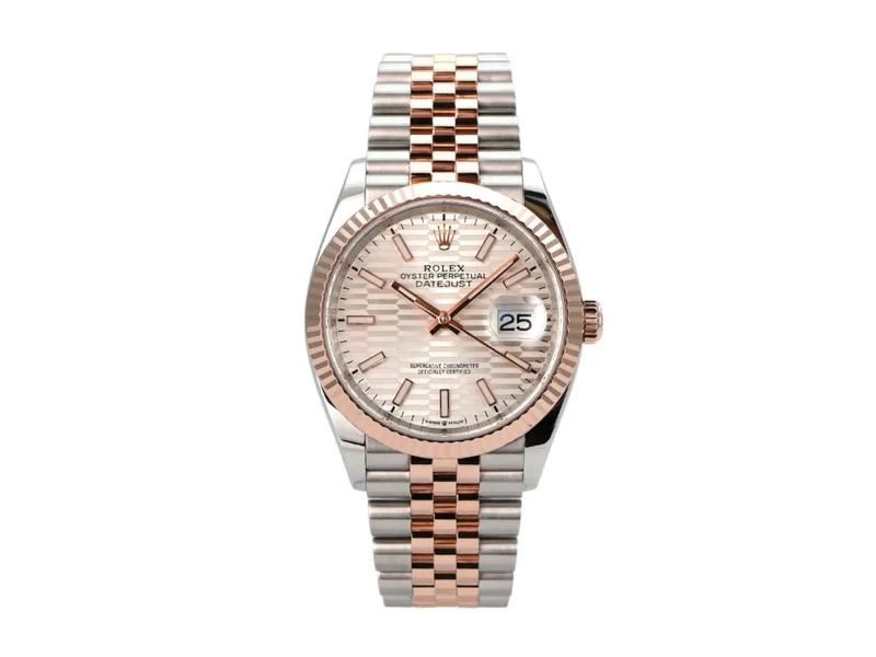 Rolex Datejust 36 Oystersteel Everose-Gold 126231 Silber Riffelmuster Jubile-Band