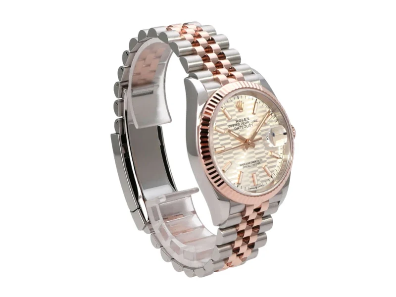 Rolex Datejust 36 Oystersteel Everose-Gold 126231 Silber Riffelmuster Jubile-Band