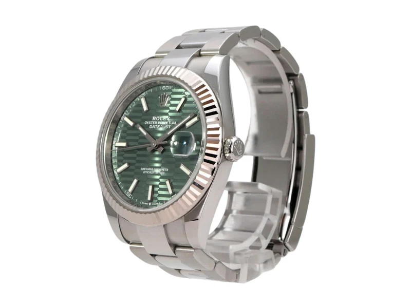 Rolex Datejust 41 Edelstahl Weißgold 126334 Mint Green Riffelmuster