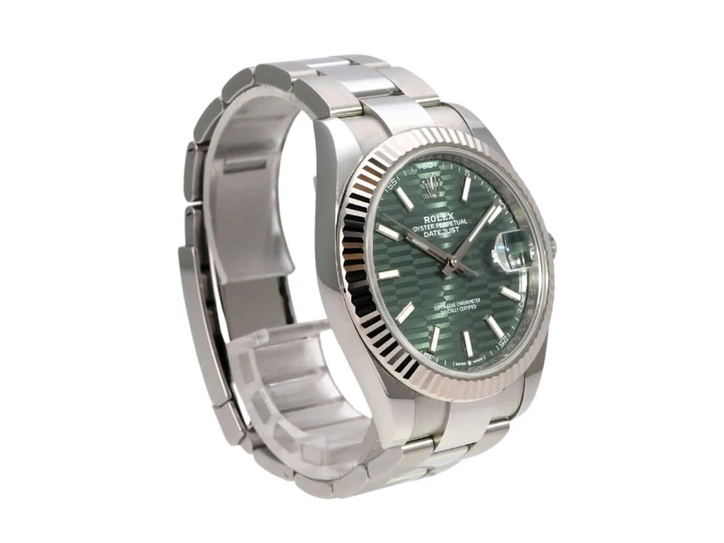 Rolex Datejust 41 Edelstahl Weißgold 126334 Mint Green Riffelmuster
