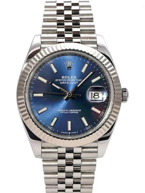 Rolex Datejust 41 Edelstahl Weißgold 126334 Blau Jubile-Band