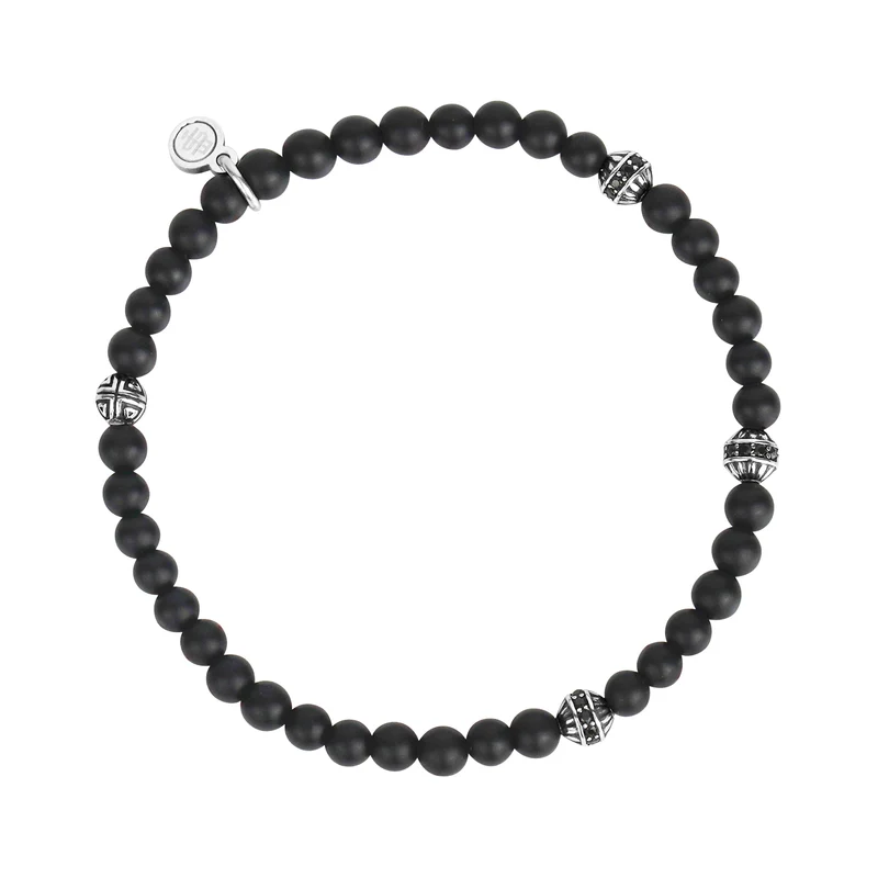 Mattschwarzes Enigma-Perlenarmband