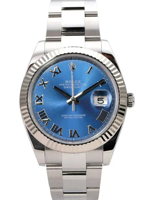 Rolex Datejust 41 Edelstahl Weißgold 126334 Blau Römisch