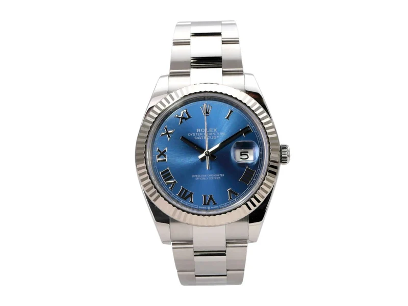 Rolex Datejust 41 Edelstahl Weißgold 126334 Blau Römisch